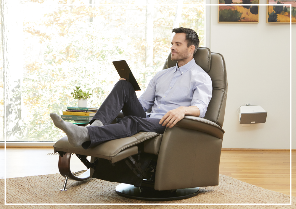 Fjords Stockholm Power Recliner Chair with Swivel Base (Small & Large)-Jennihome