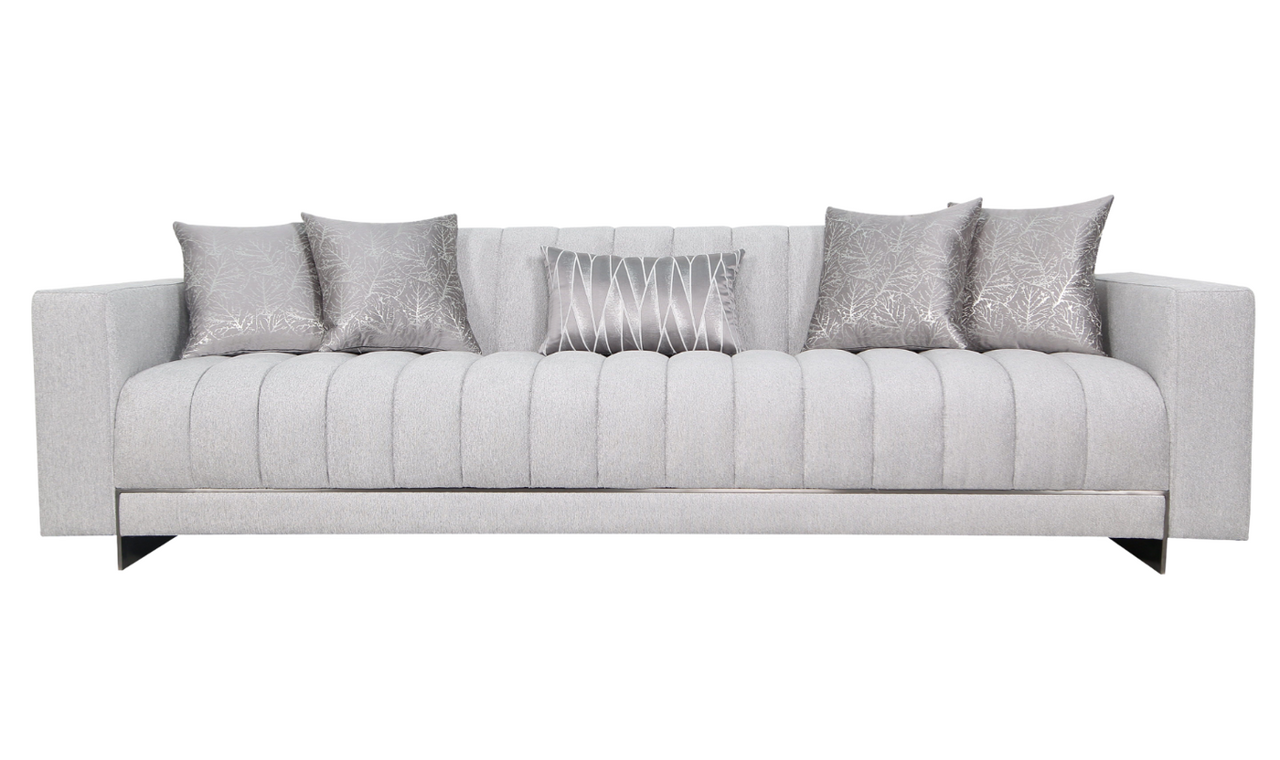 Gio Italia Talento Three-Seater Long Tufted Sofa with Modern Track Arms