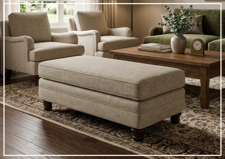 Tarleton Fabric Ottoman | Bernhardt - Jennihome