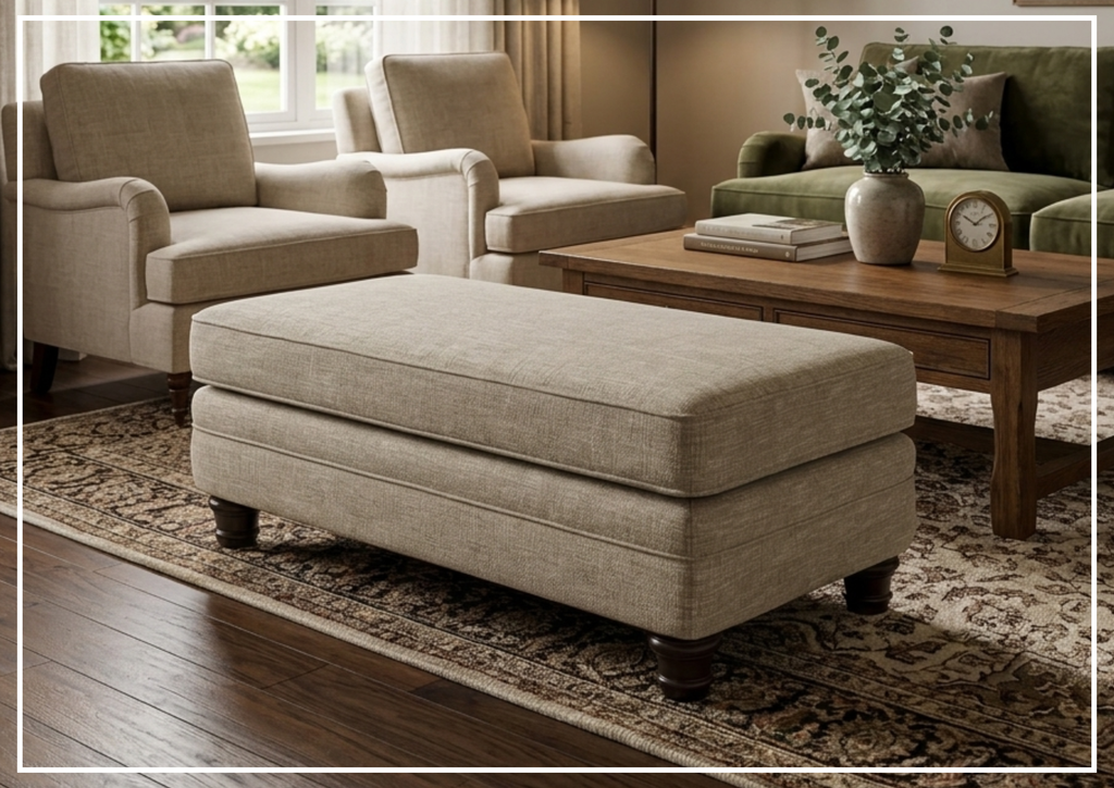 Tarleton Fabric Ottoman | Bernhardt - Jennihome
