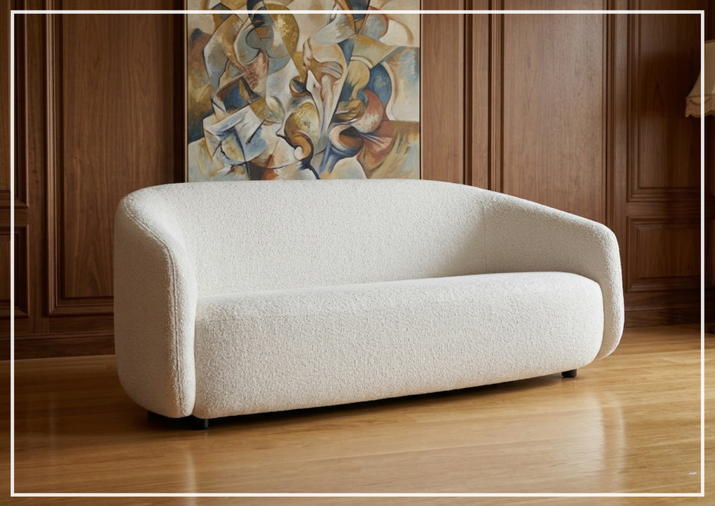 Devon White Fabric Sofa | Padded Track Arm | Bench Cushion | Bernhardt