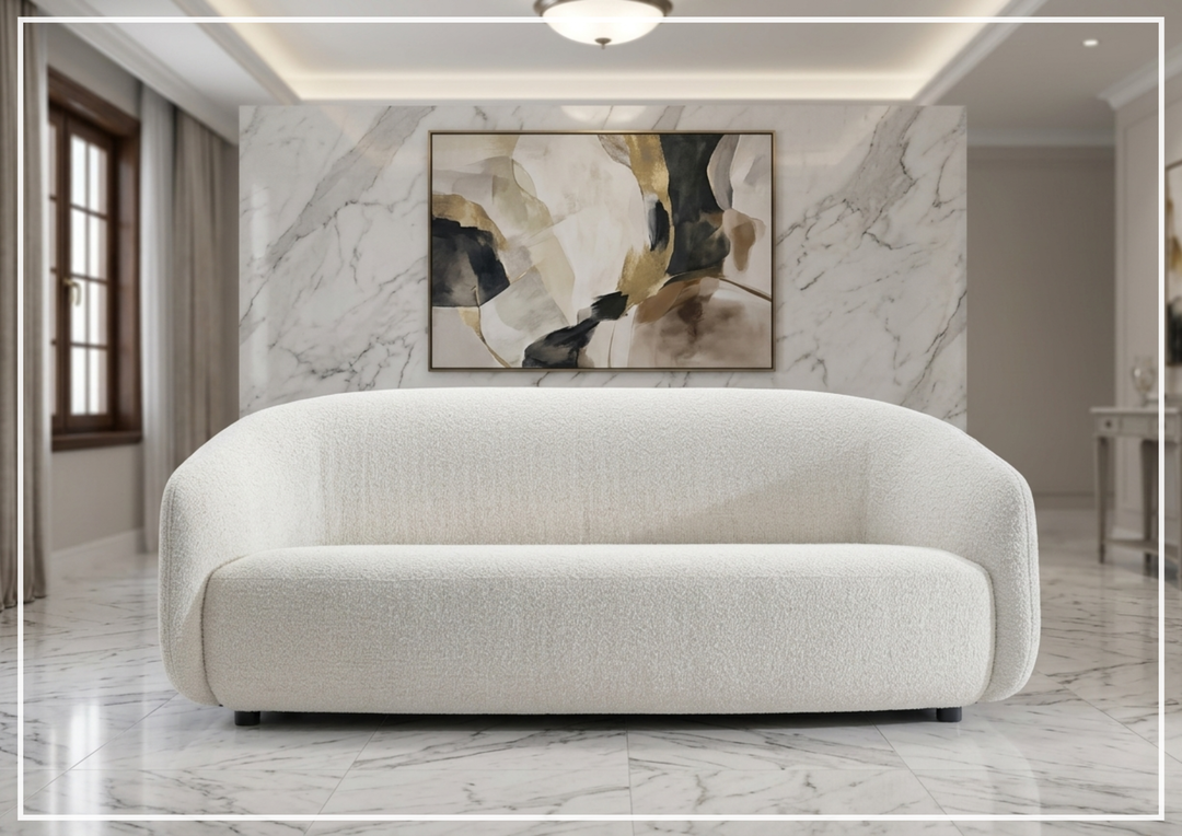 Devon White Fabric Sofa | Padded Track Arm | Bench Cushion | Bernhardt