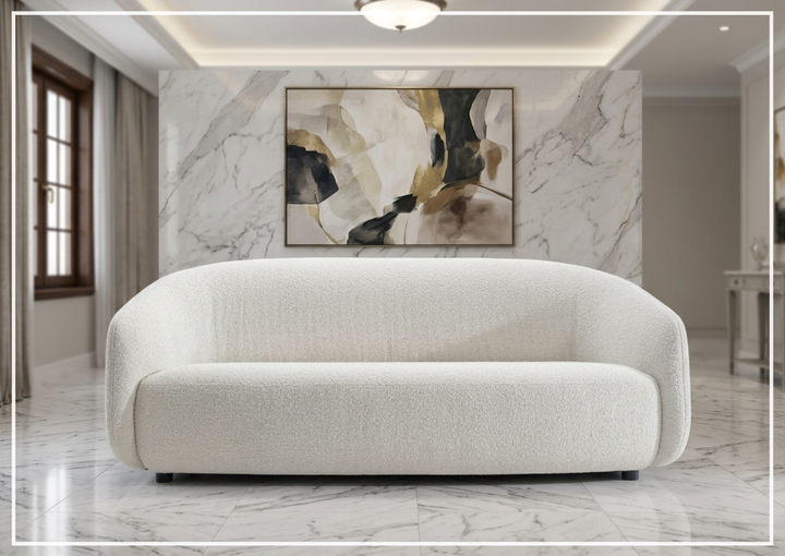 Devon White Fabric Sofa | Padded Track Arm | Bench Cushion | Bernhardt