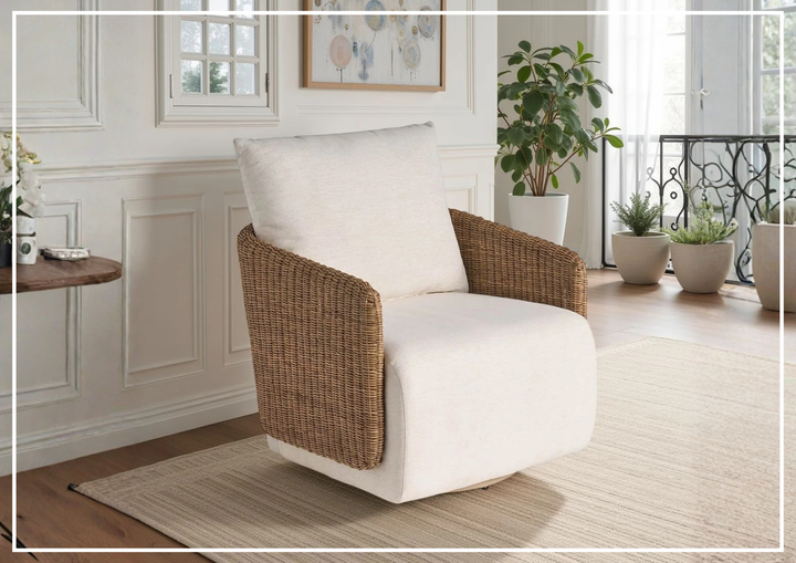 Universal Furniture Enzo Fabric Beige Swivel Chair-Jenni Home