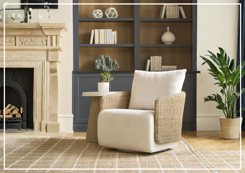 Universal Furniture Enzo Fabric Beige Swivel Chair-Jenni Home