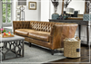 Universal Furniture Duncan Brown Leather Sofa with Tufted Back Arms