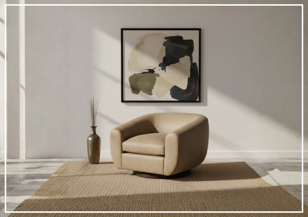 Universal Furniture Fitz Leather Brown Swivel Chair-Jenni Home