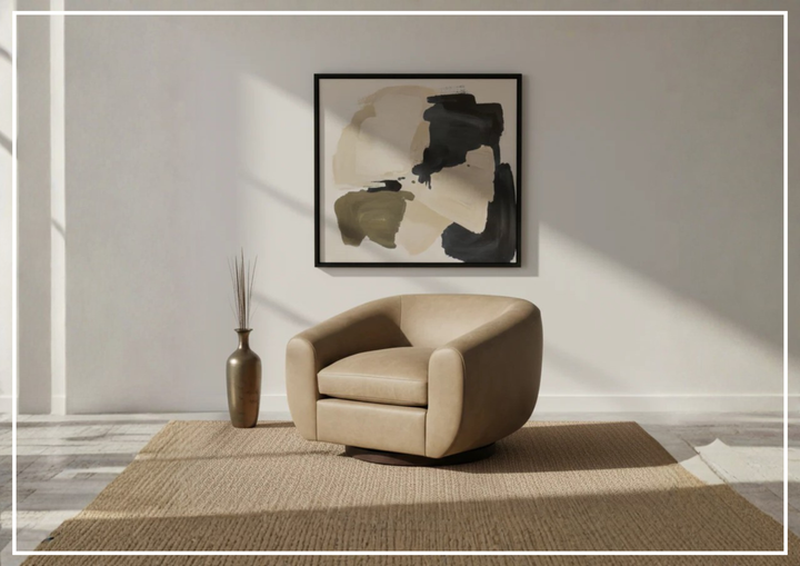 Universal Furniture Fitz Leather Brown Swivel Chair-Jenni Home