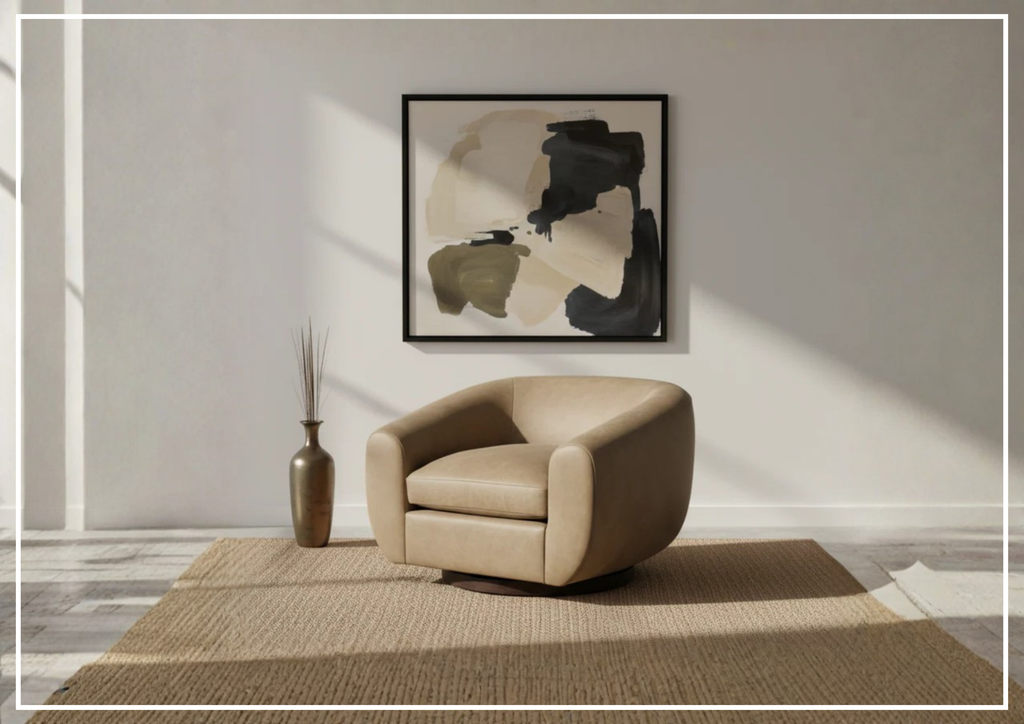 Universal Furniture Fitz Leather Brown Swivel Chair-Jenni Home