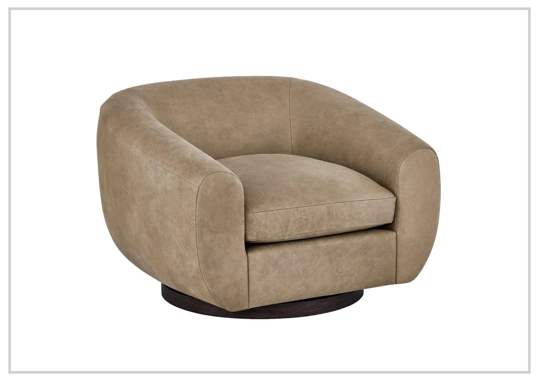 Universal Furniture Fitz Leather Brown Swivel Chair-Jenni Home