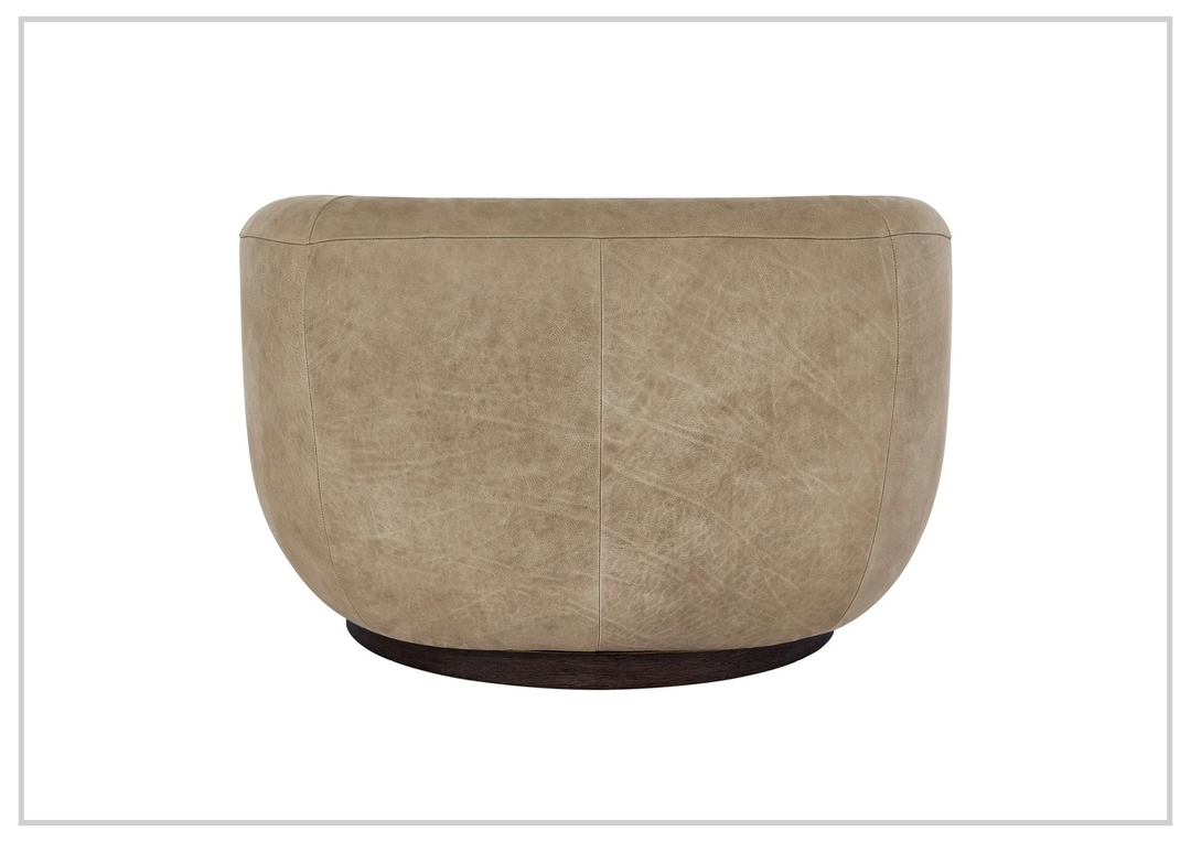 Universal Furniture Fitz Leather Brown Swivel Chair-Jenni Home