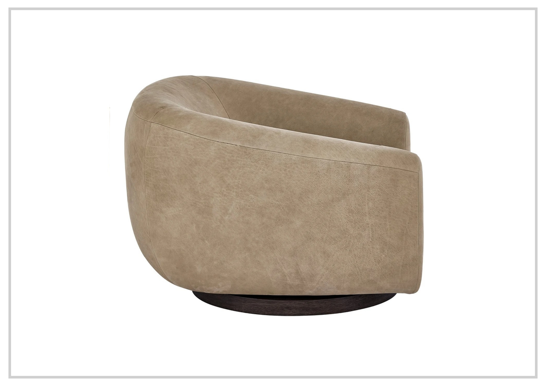Universal Furniture Fitz Leather Brown Swivel Chair-Jenni Home