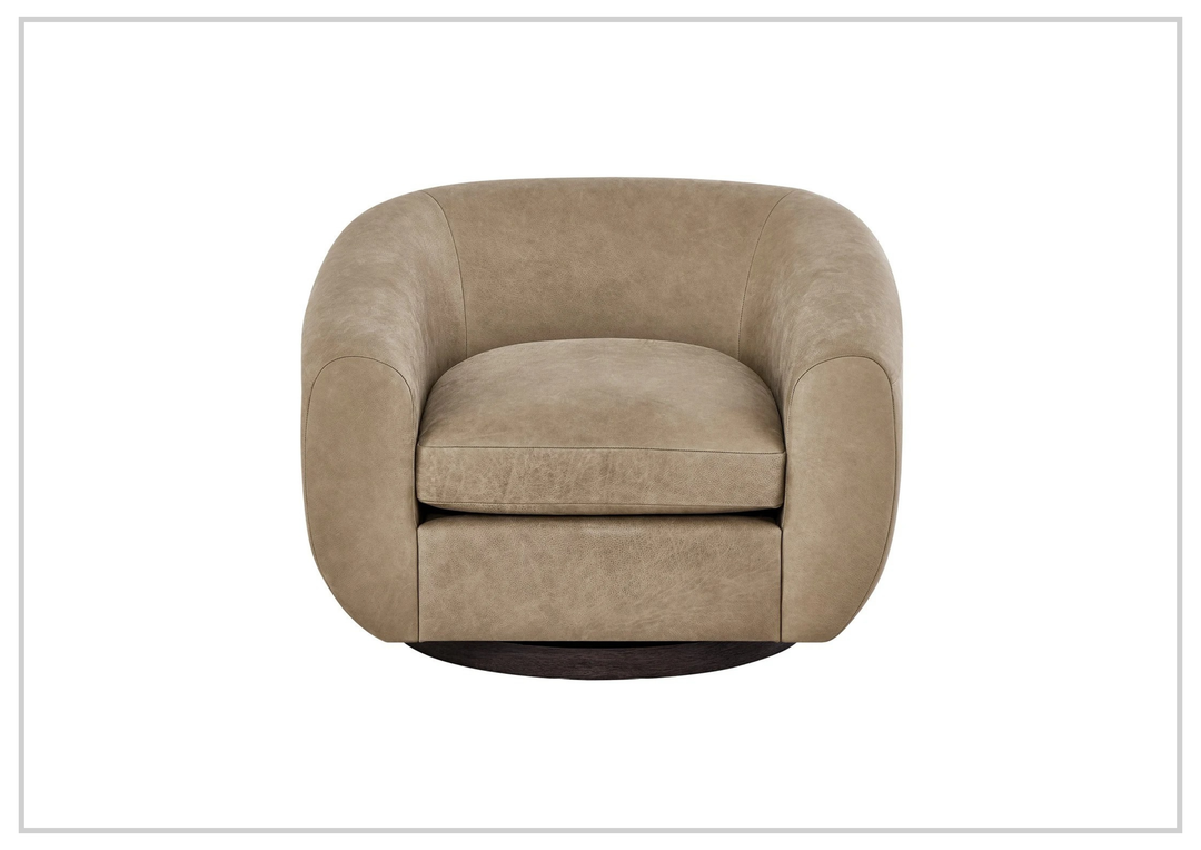 Universal Furniture Fitz Leather Brown Swivel Chair-Jenni Home