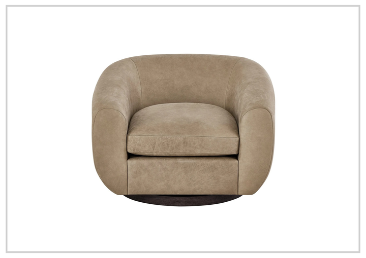 Universal Furniture Fitz Leather Brown Swivel Chair-Jenni Home
