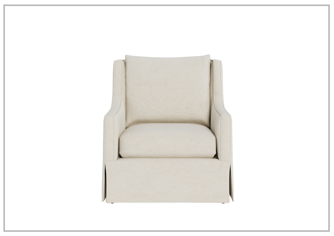 Universal Furniture Hudson Fabric Beige Rectangular Swivel Chair with Ivory Finish-Jenni Home