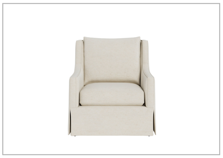 Universal Furniture Hudson Fabric Beige Rectangular Swivel Chair with Ivory Finish-Jenni Home