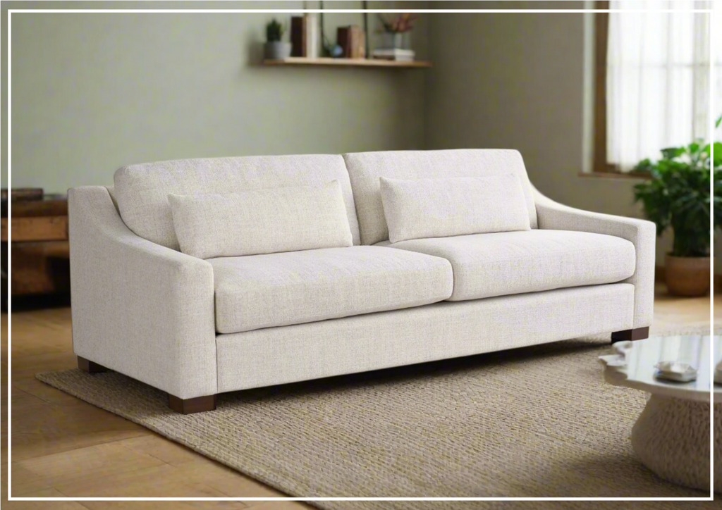 Brooklyn Sofa | White Fabric |Semi-Attached Cushion | Universal Furniture