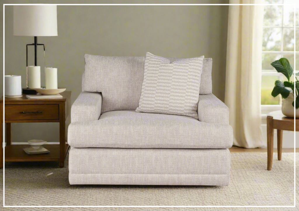 Universal Furniture Hadlee Fabric Swivel Fabric Chair in Beige-sofabed.com