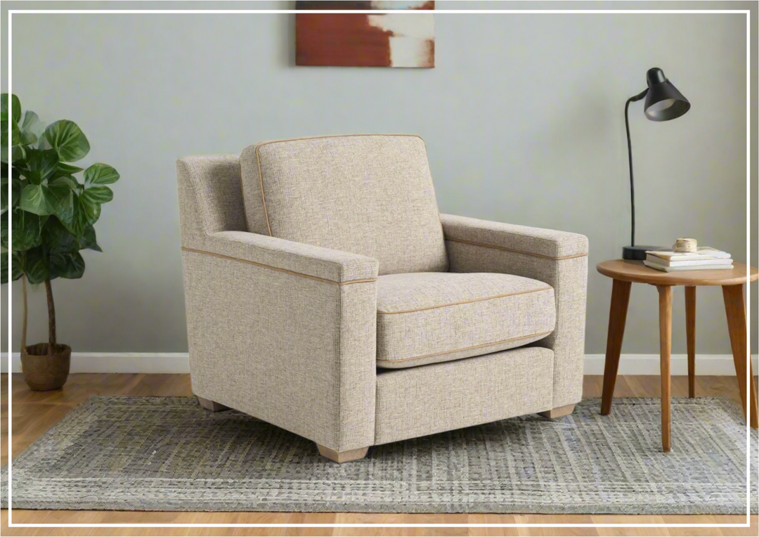 Universal Furniture Liam Fabric Brown Sofa Chair with Cushioned Back-Jenni Home