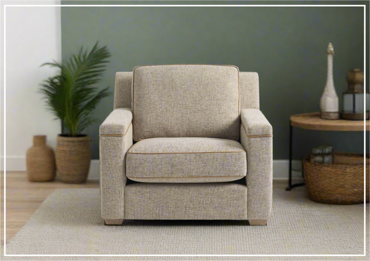 Universal Furniture Liam Fabric Brown Sofa Chair with Cushioned Back-Jenni Home