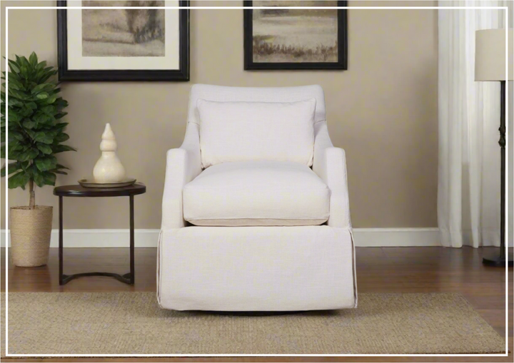 Universal Furniture Margaux Swivel Fabric White Swivel Accent Chair-JenniHome