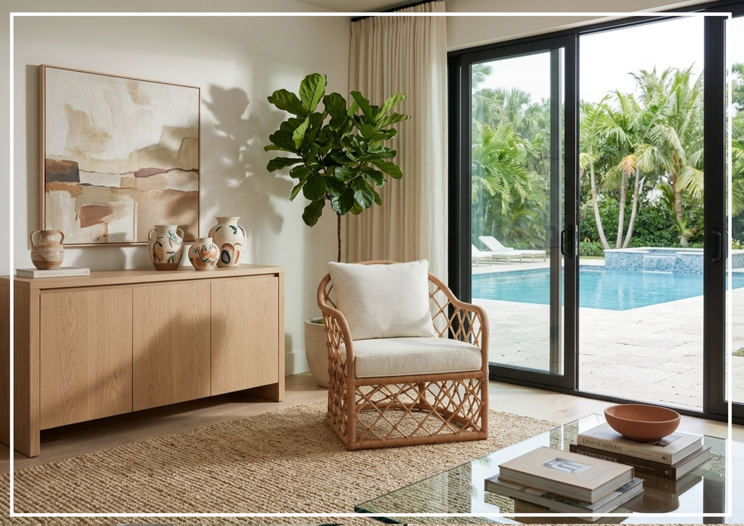 Miramar Fabric Accent Chair | Rattan Frame | Universal Furniture
