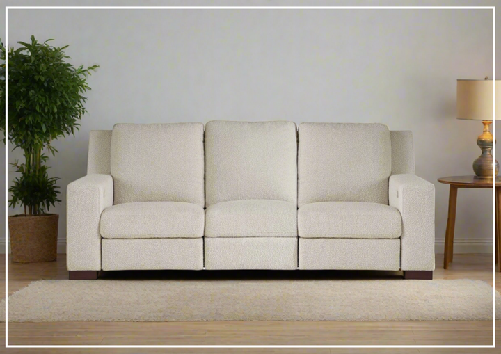 Universal Furniture Rhodes 3-Seater Power Recliner Fabric Sofa in White