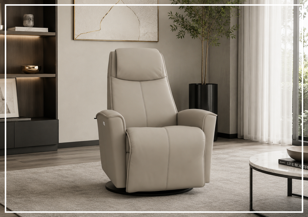 Urban Leather Power Recliner Chair | Swivel Glider Base | Fjords - Jennihome