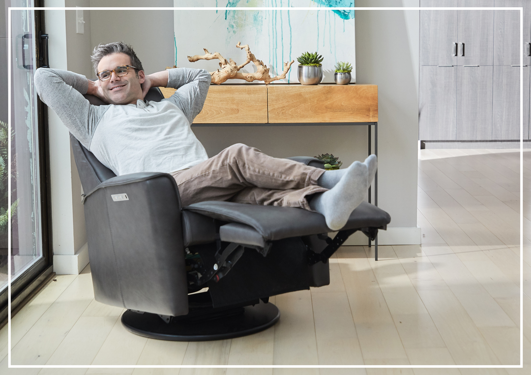 Urban Leather Power Recliner Chair | Swivel Glider Base | Fjords - Jennihome