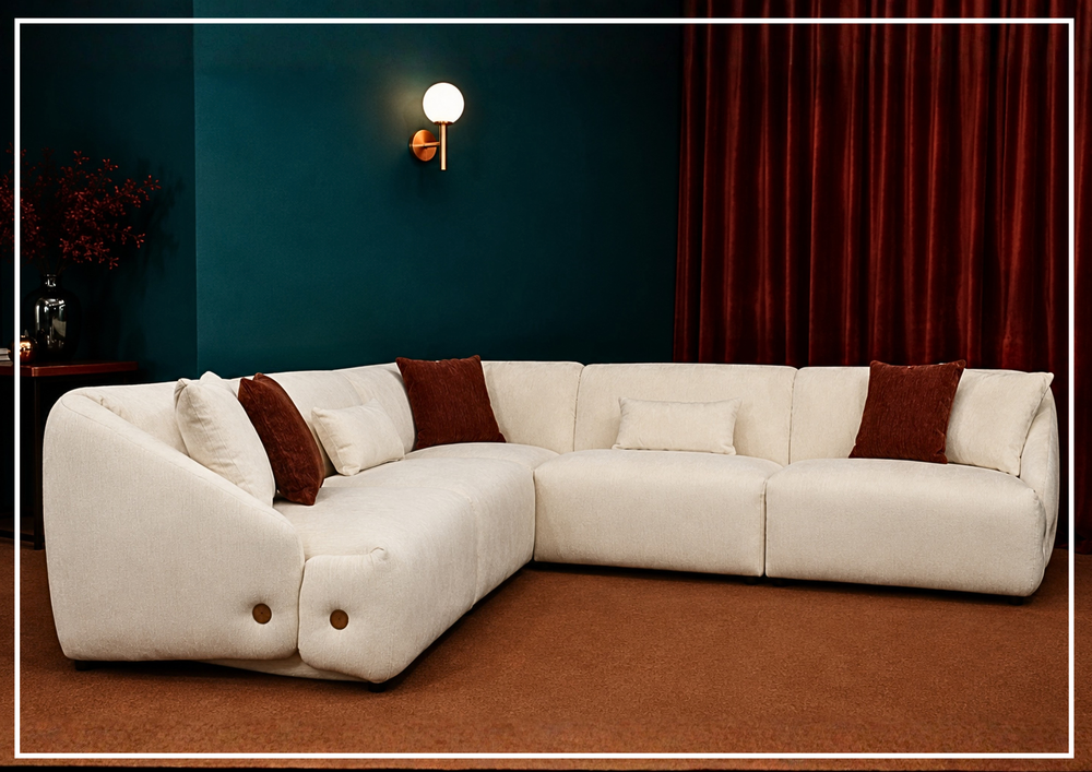 Velessa Modular Sectional Sofa with Straight Arms | Beige Fabric | Klaussner-Jenni Home
