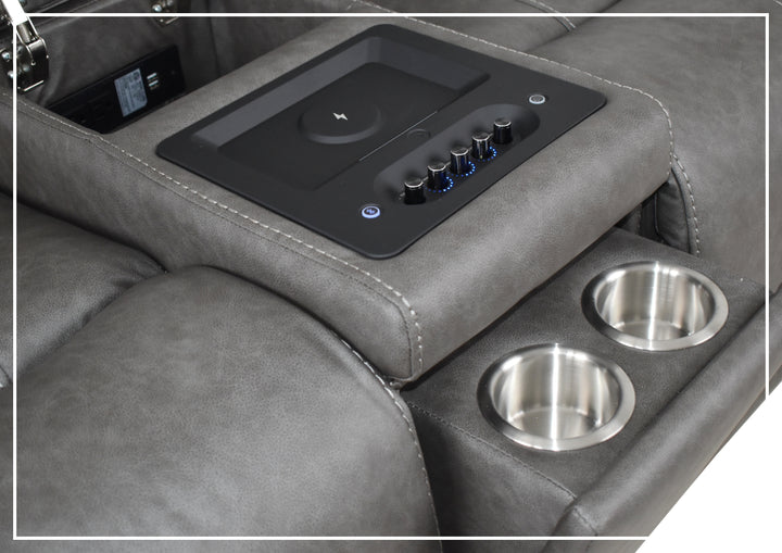 Velisse Fabric Power Reclining Loveseat Sofa | Adjustable Headrest | Built-in Audio System| Klaussner