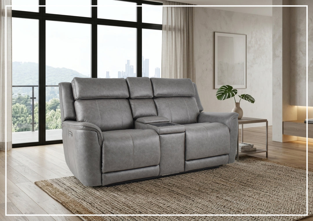 Velisse Fabric Power Reclining Loveseat Sofa | Adjustable Headrest | Built-in Audio System| Klaussner-Jennihome