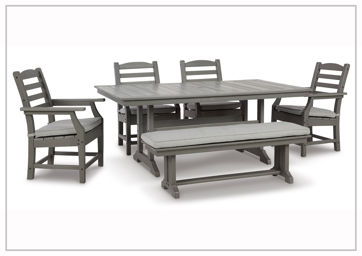 Vespera Vantage Outdoor 6-Piece Dining Set with Dining Table, 4 Chairs and Bench