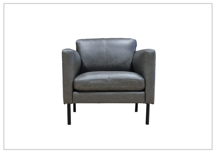 Fjords Villa Leather Sofa and Chair Set in Slate Color-Jennihome