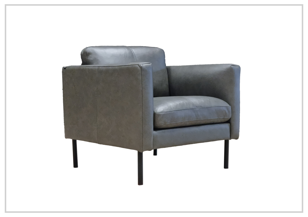 Fjords Villa Leather Sofa and Chair Set in Slate Color-Jennihome