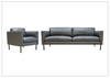 Fjords Villa Leather Sofa and Chair Set in Slate Color-Jennihome