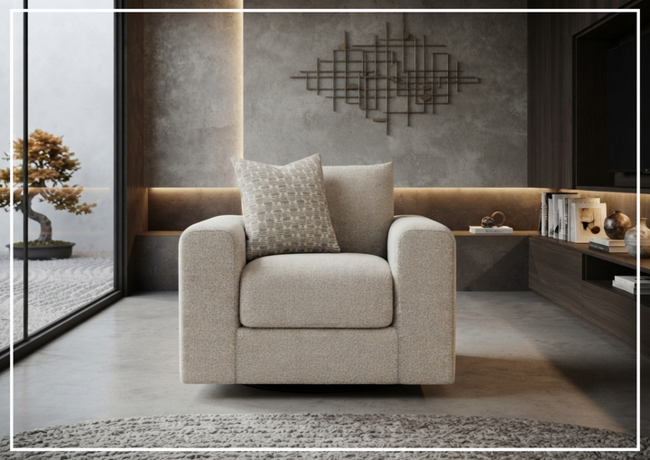Vista Fabric Swivel Chair | Oversized Track Arms | 360° Swivel | Bernhardt