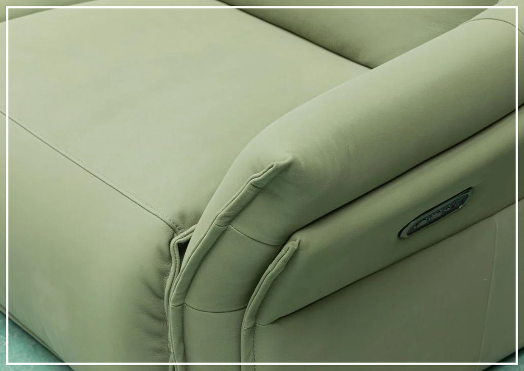 Vittoria 3-Seater Power Reclining Sofa | Green Leather | Klaussner