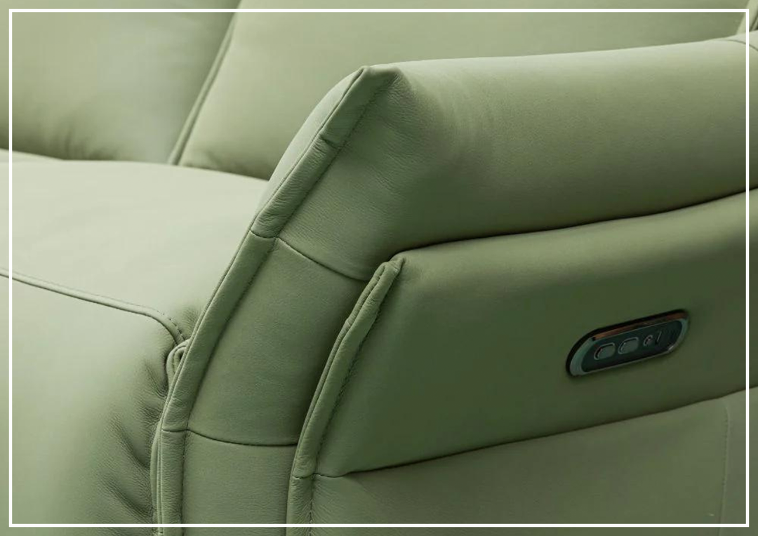 Vittoria 3-Seater Power Reclining Sofa | Green Leather | Klaussner