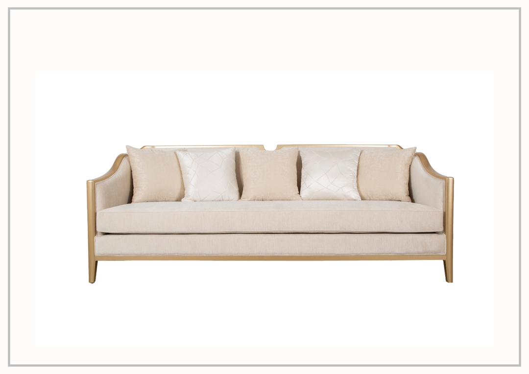 Klaussner Angelina Beige Fabric Sofa with Accent Pillows-Jennihome