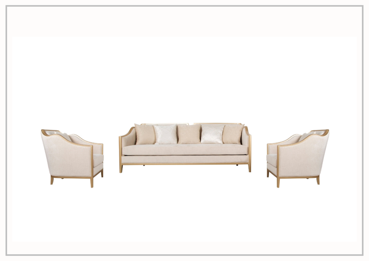 Klaussner Angelina Beige Fabric Sofa with Accent Pillows-Jennihome