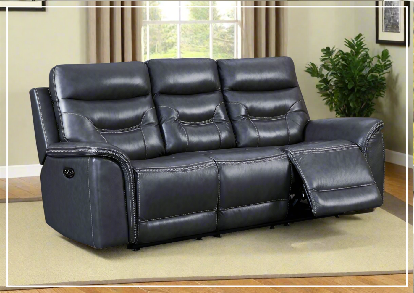 Gio Italia Baldwin Power Reclining Leather Black 3 Seater Sofa-Jennihome