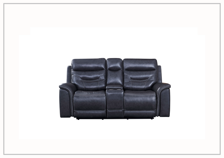 Gio Italia Baldwin Power Reclining Leather Loveseat With Console