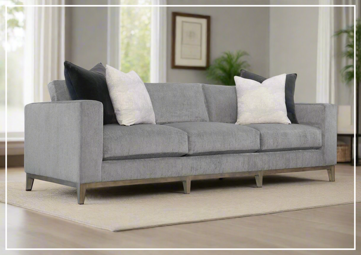 Bernhardt Noel Fabric Sofa With Plush Feather Down Cushions in Gray