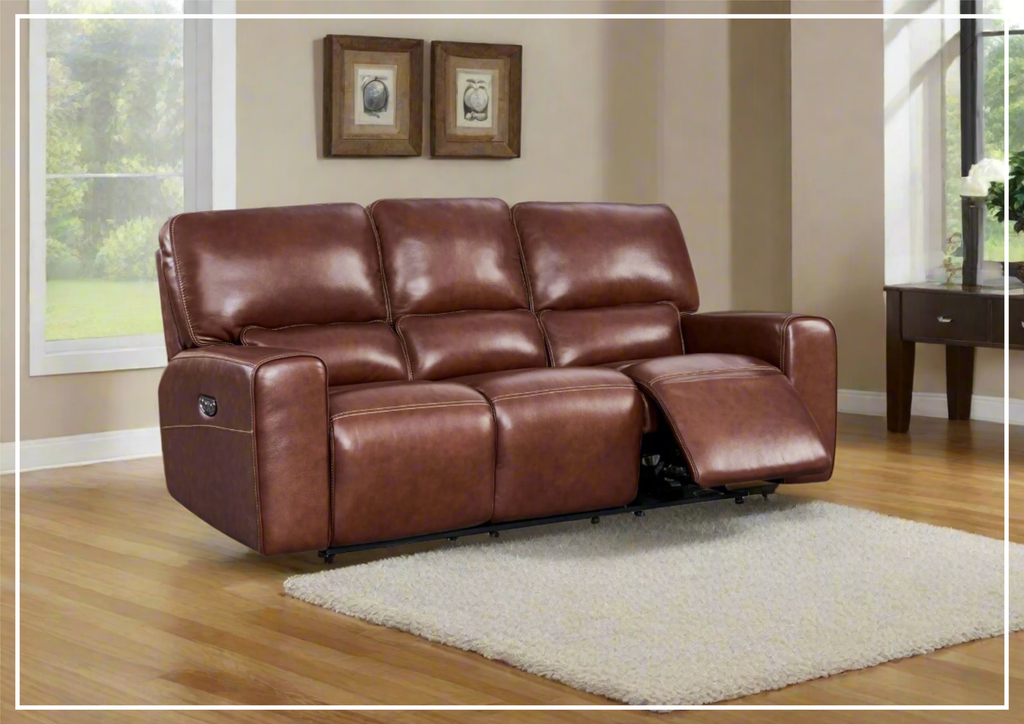 Gio Italia Bennett Power Leather Brown 3 Seater Sofa-Jennihome