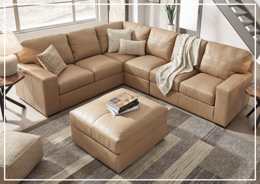 Gio Italia Brandon Leather Sectional in Toffee-Jennihome