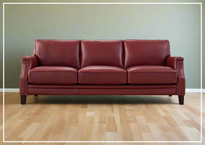 Hydeline Camano Leather Sofa With Nail-Head Finish