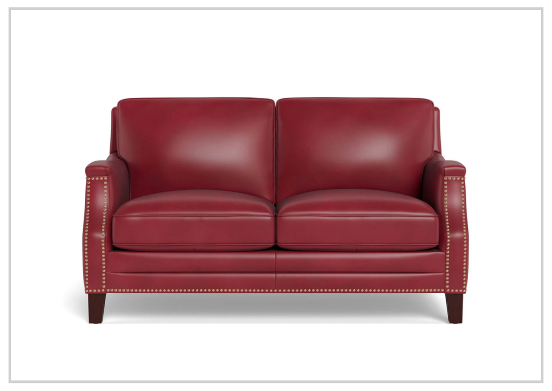 Hydeline Camano Leather Loveseat With Nail-Head Finish