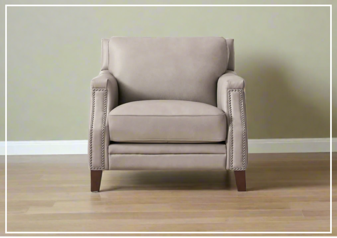 Hydeline Camano Leather Chair With Nail-Head Finish