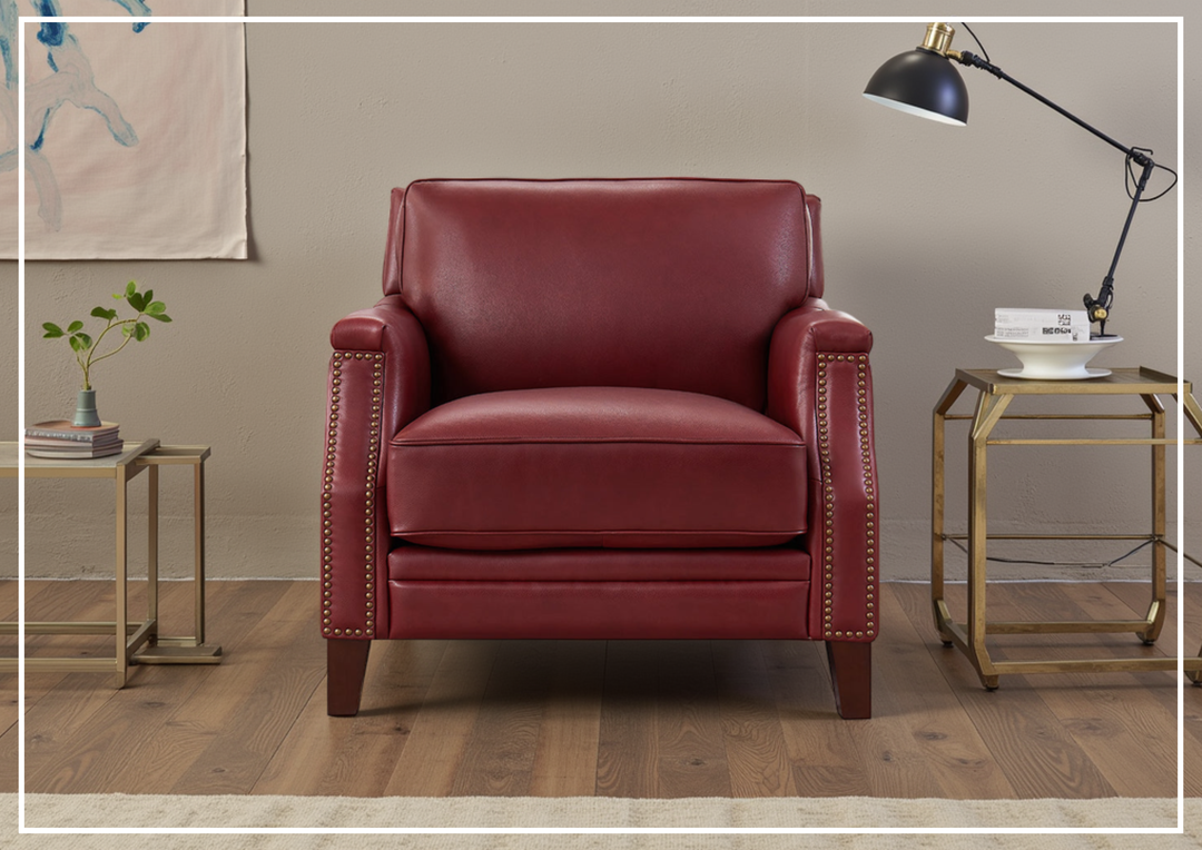 Hydeline Camano Leather Chair With Nail-Head Finish